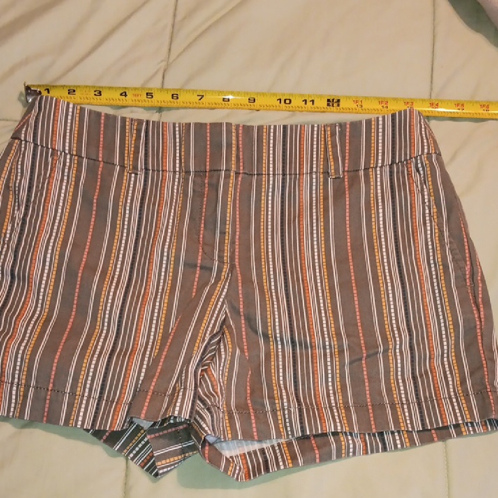 LOFT Women's Striped Shorts in Brown and Orange